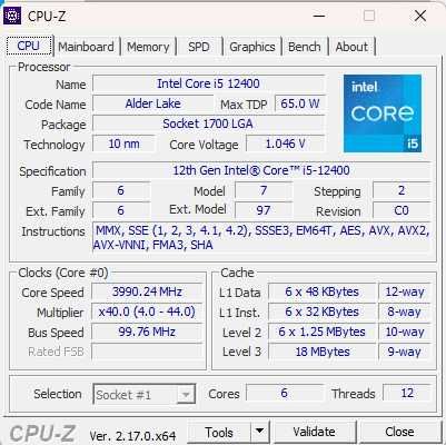 Processador Intel Core i5-12400 ** cooler incluido