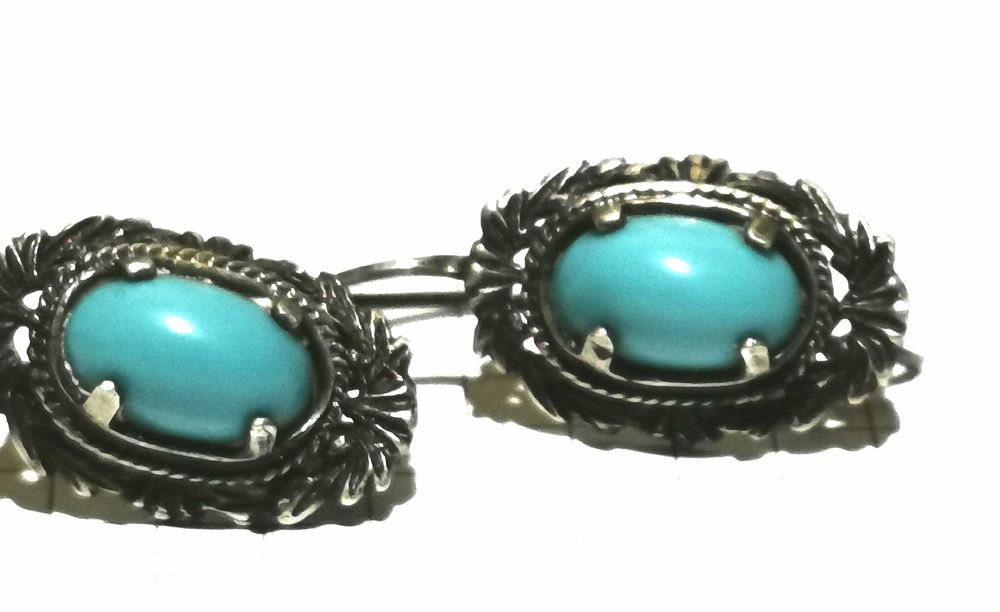Серьги с Бирюзой 916 проба серебро