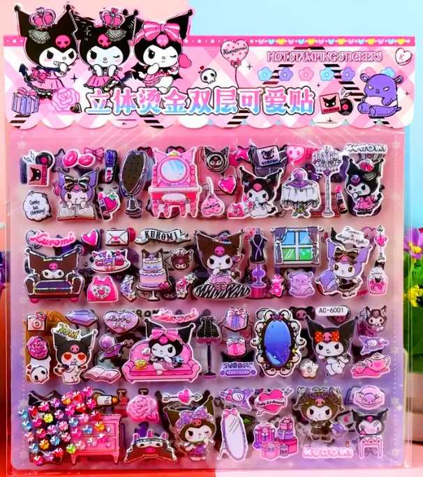 Kuromi zestaw naklejki 3D wlepy Sanrio Kawaii