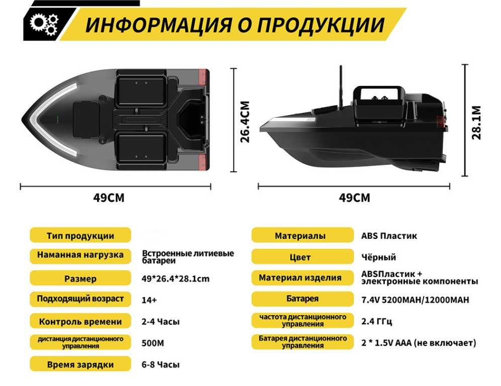 Кораблик для риболовлі  gps 40 точок  акумулятор 5200 mAh