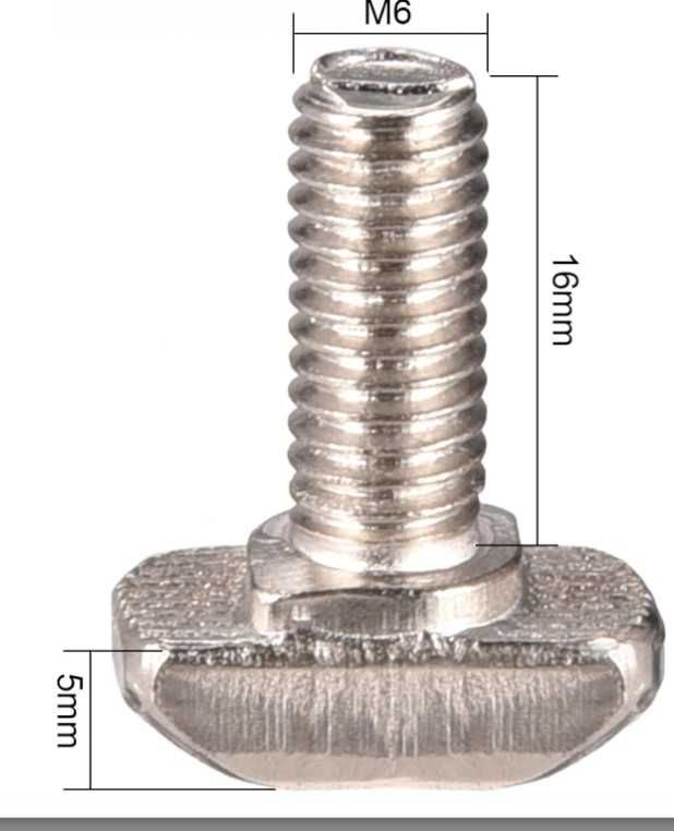 Śruba teowa M6x16mm 10 sztuk Sourcing map