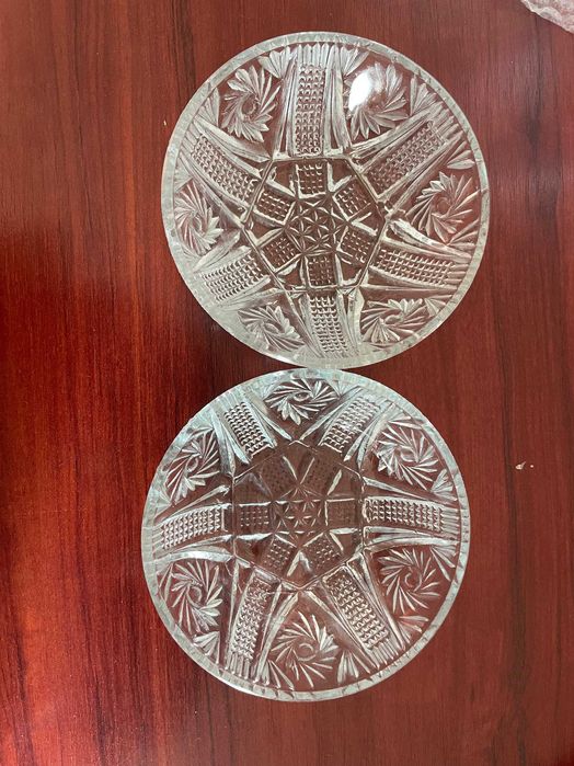 Komplet Verre Brillé PRL – 6 miseczek + duża misa,  huta Ząbkowice