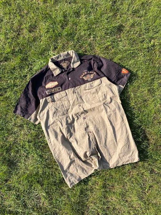 Koszula męska Hard Rock Café Venice vintage XL 2XL Brown brązowy haft