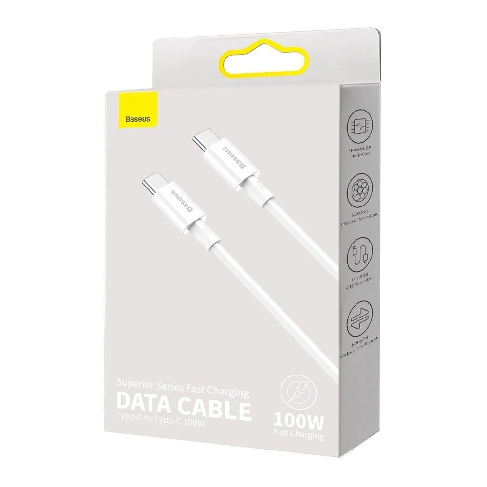 Kabel Baseus Catys-C02 Usb-C - Usb-C Pd Qc Fcp 100W 5A 2M - Biały