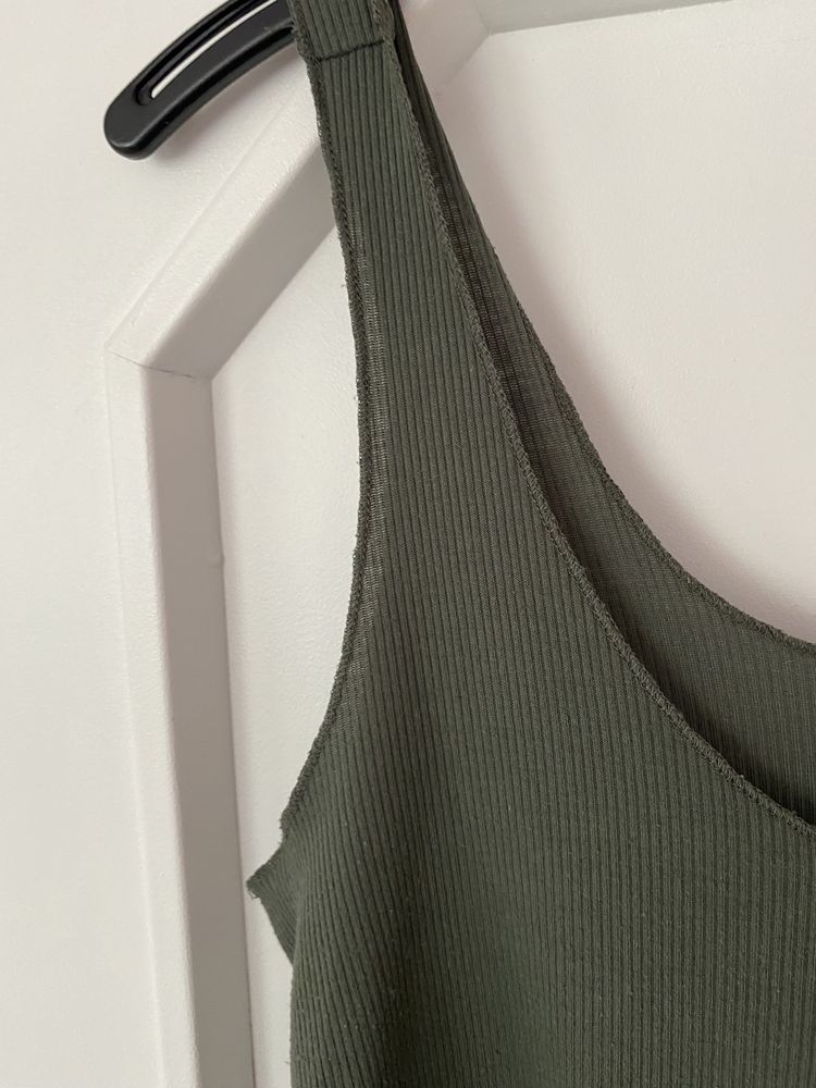 Top basic prążkowany khaki