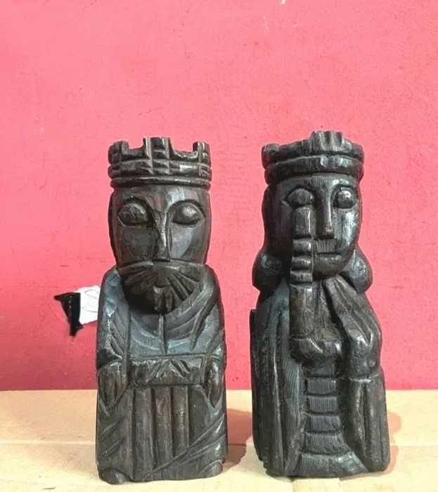 2 Ampara Livro Peças Xadrez Rainha Rei Medieval Tesouro Lewis 22 cm