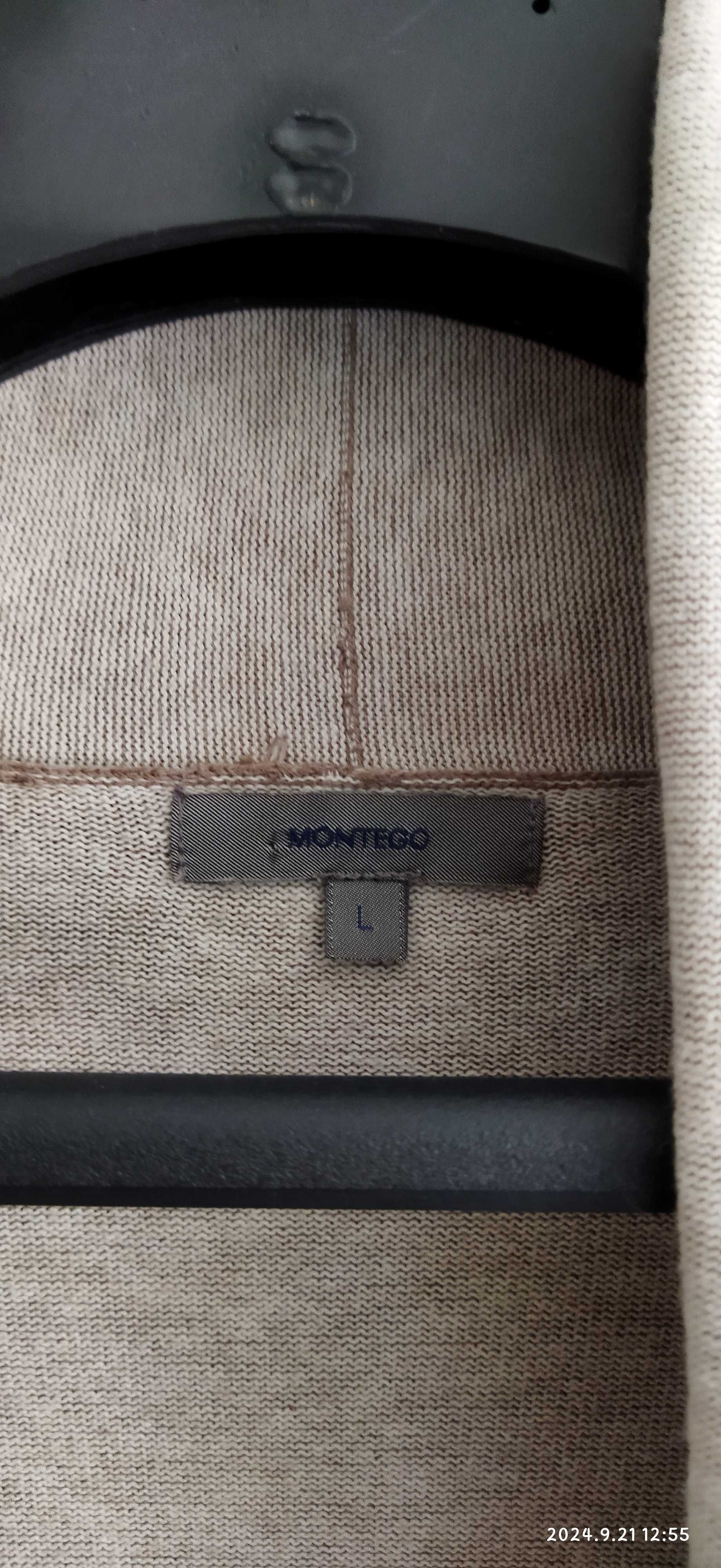 Montego Sweter, kardigan damski, luźny, bawełniany 100%, beżowy  L/40