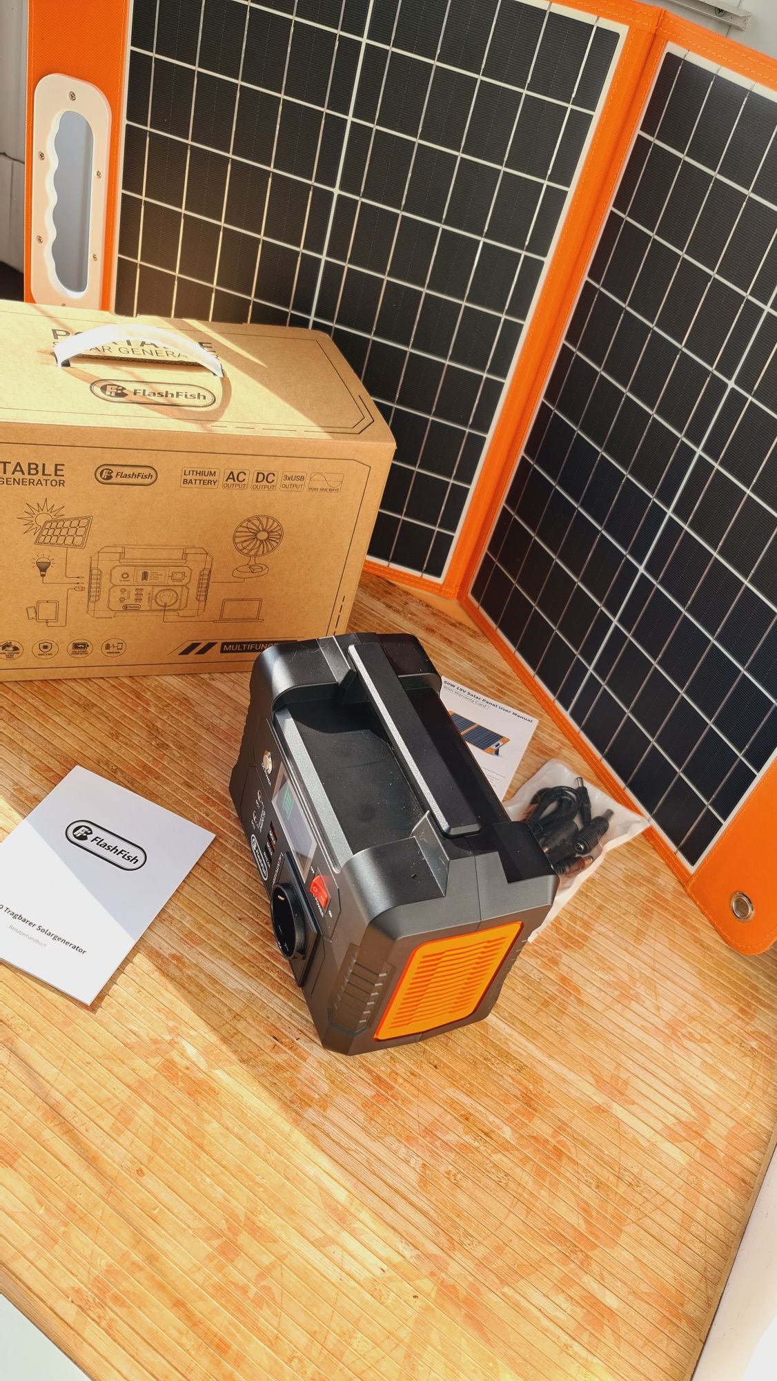 Зарядная станция Flashfish E200 + солнечная панель 60W павербанк