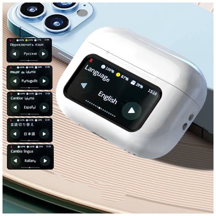 Auriculares Bluetooth ANC/ENC com Display Digital e Caixa