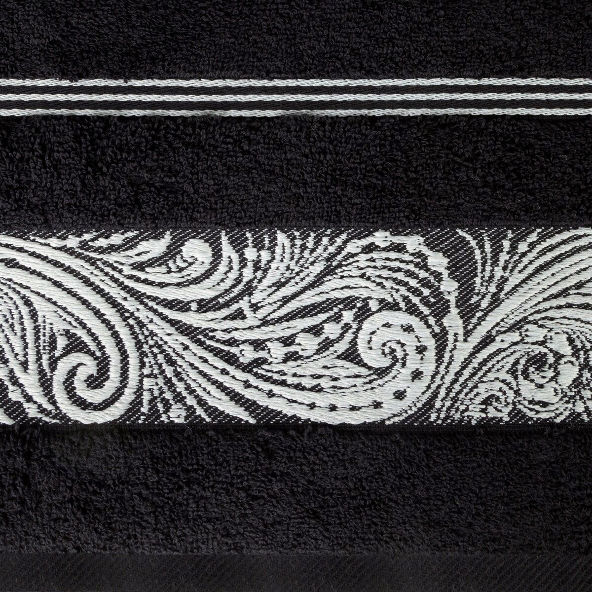 Ręcznik Sylwia 1/70x140 czarny frotte z żakardową
