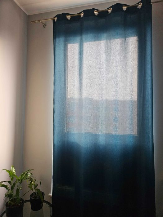 Zasłona 2 sztuki na okno szmaragd morskie 140 x 250 cm przelotki