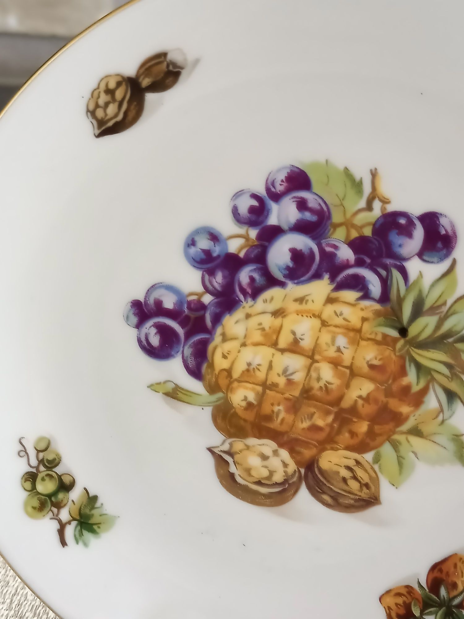 Talerz deserowy Czechoslovakia owoce ananas na ciasto , sery