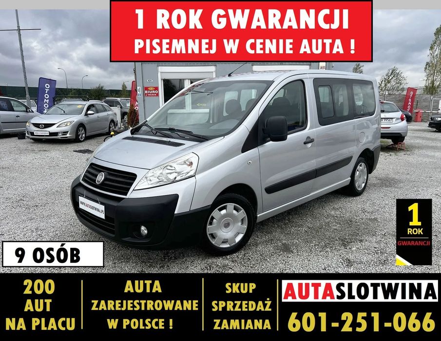 Fiat Scudo 1 ROK GWARANCJI W CENIE auta, Klima, 9os, Czujniki, ZAMIANA