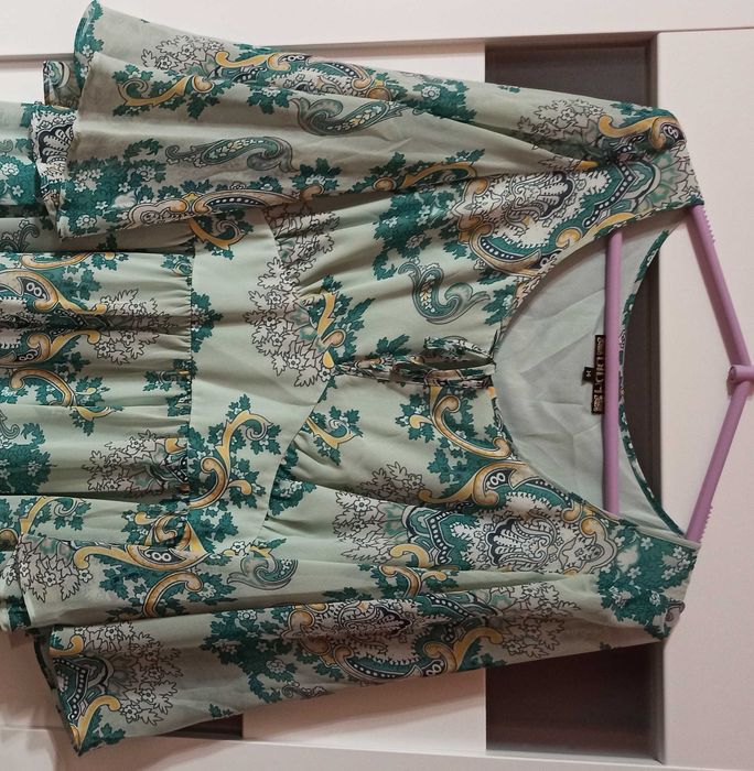 Zwiewna romantyczna miętowa sukienka vintage BIBA