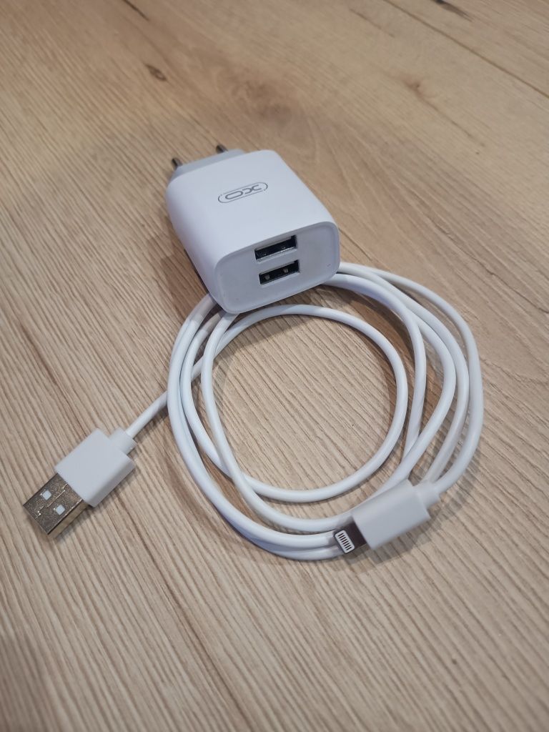Ładowarka sieciowa do Apple iPhone 2x USB z długim kablem