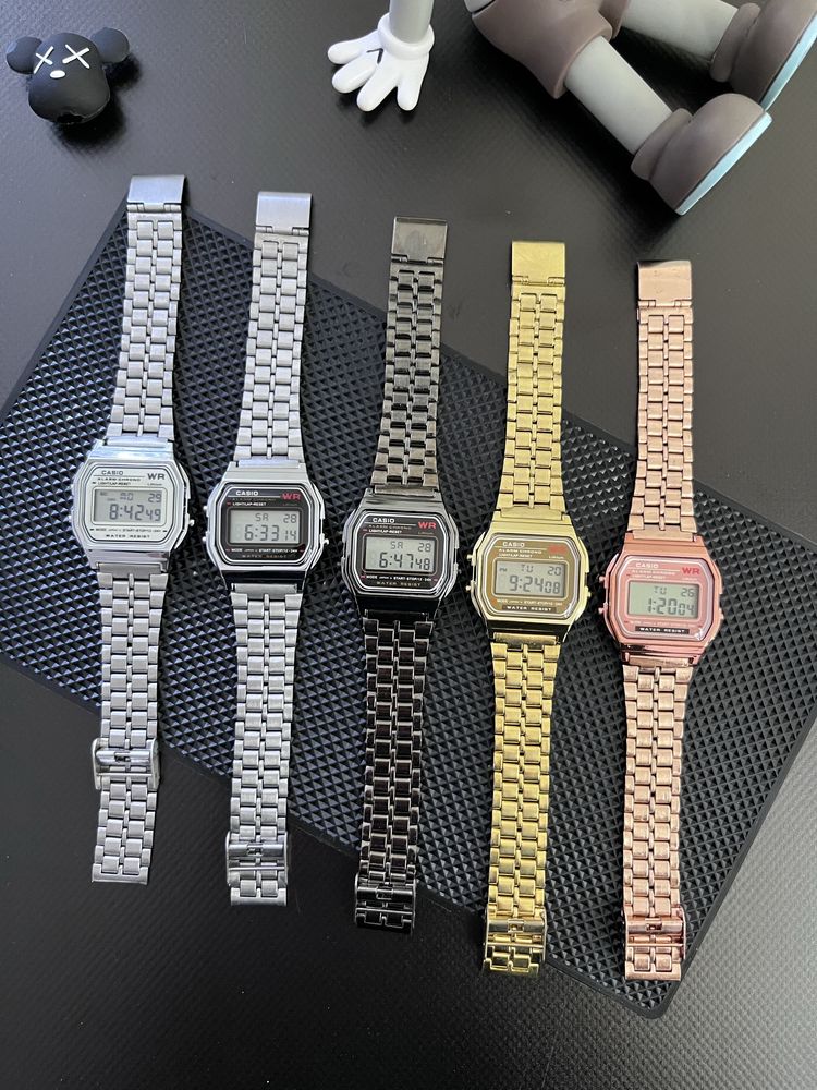 Годинник Casio A159W - Срібні, Чорні, Золоті, Рожеві