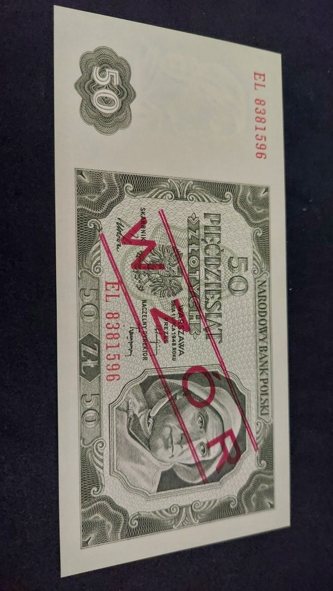 50 złotych 1948 wzór stan 1 UNC banknot kolekcjonerski