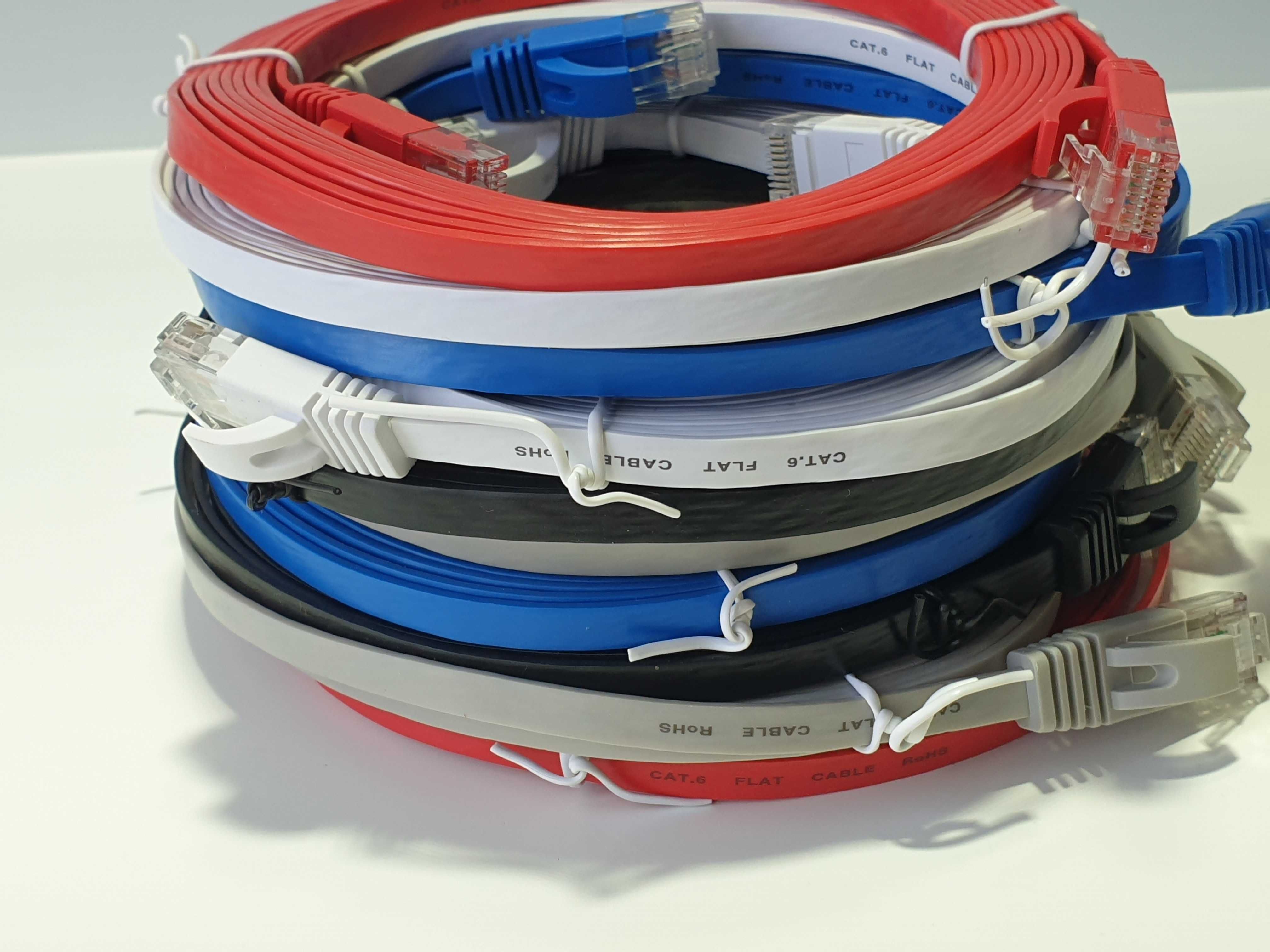 Патч корд CAT6  плоский  3МЕТРИ  чорний червоний синій