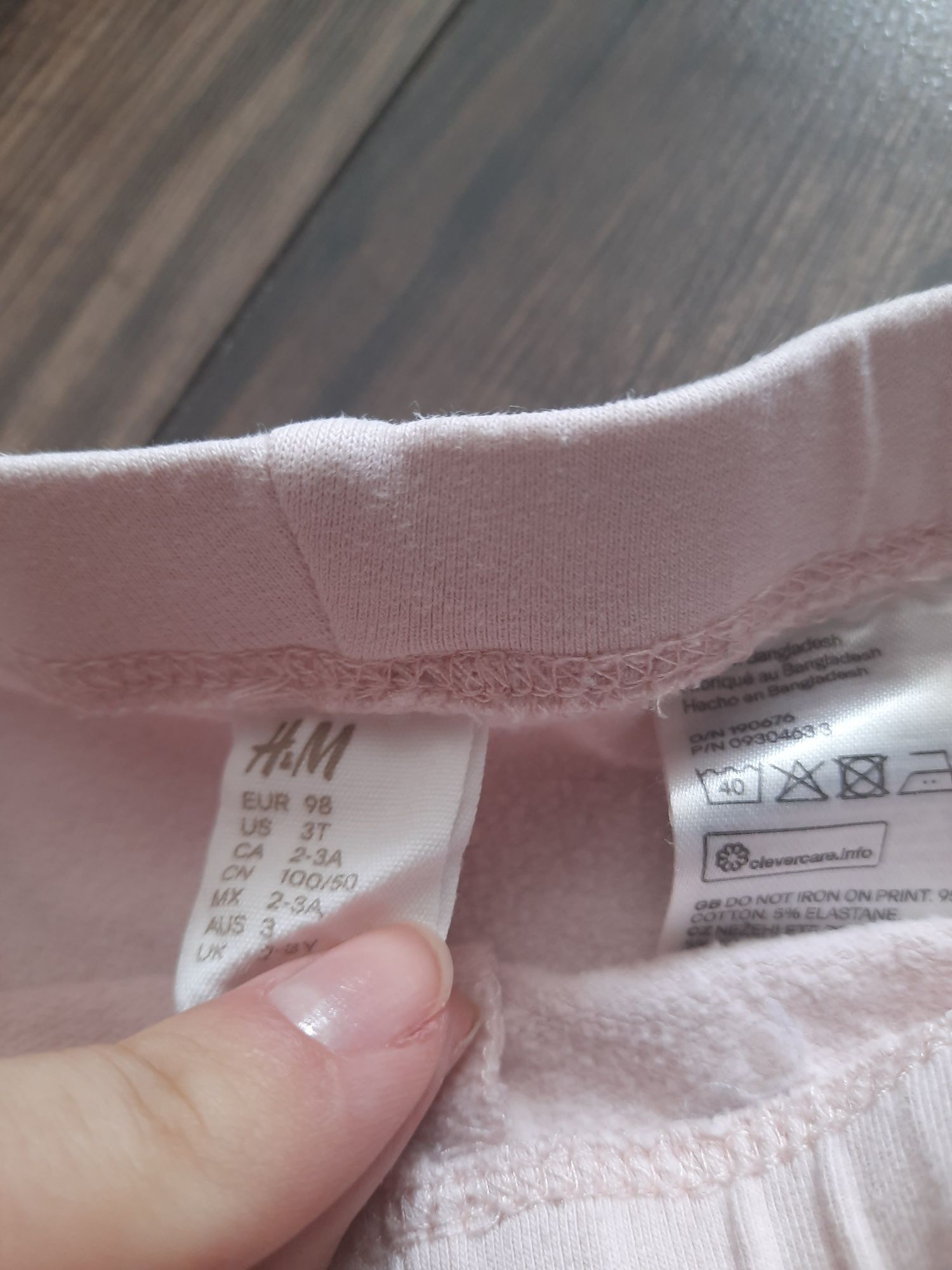 Spodnie legginsy z meszkiem H&M 98 kotek uszka różowe pudrowe