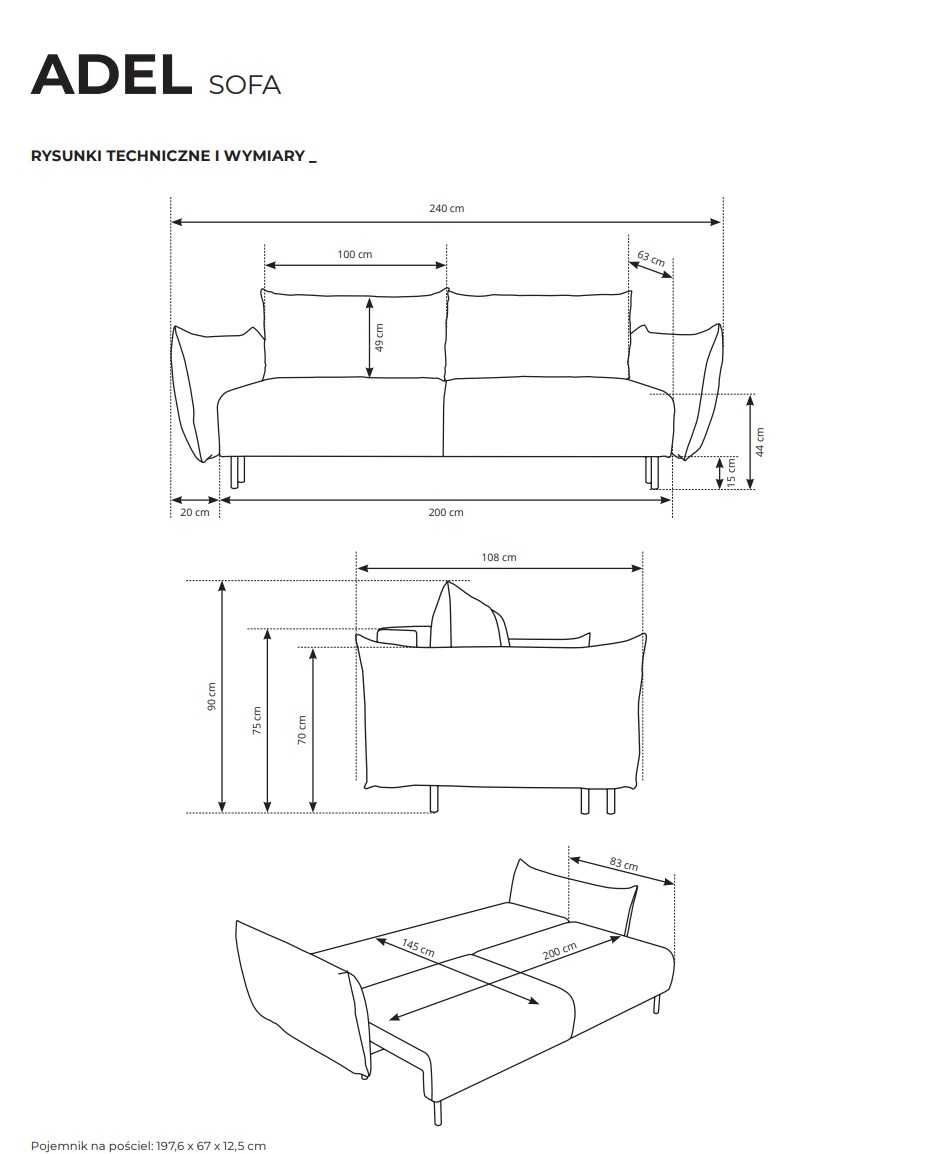 Sofa, Kanapa z funkcją spania ADELE!