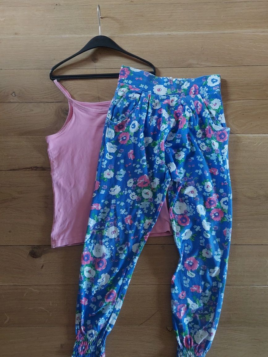 Zara Girls zgrabne spodnie flowers cotton r 9 - 10 l/140 + gratis top
