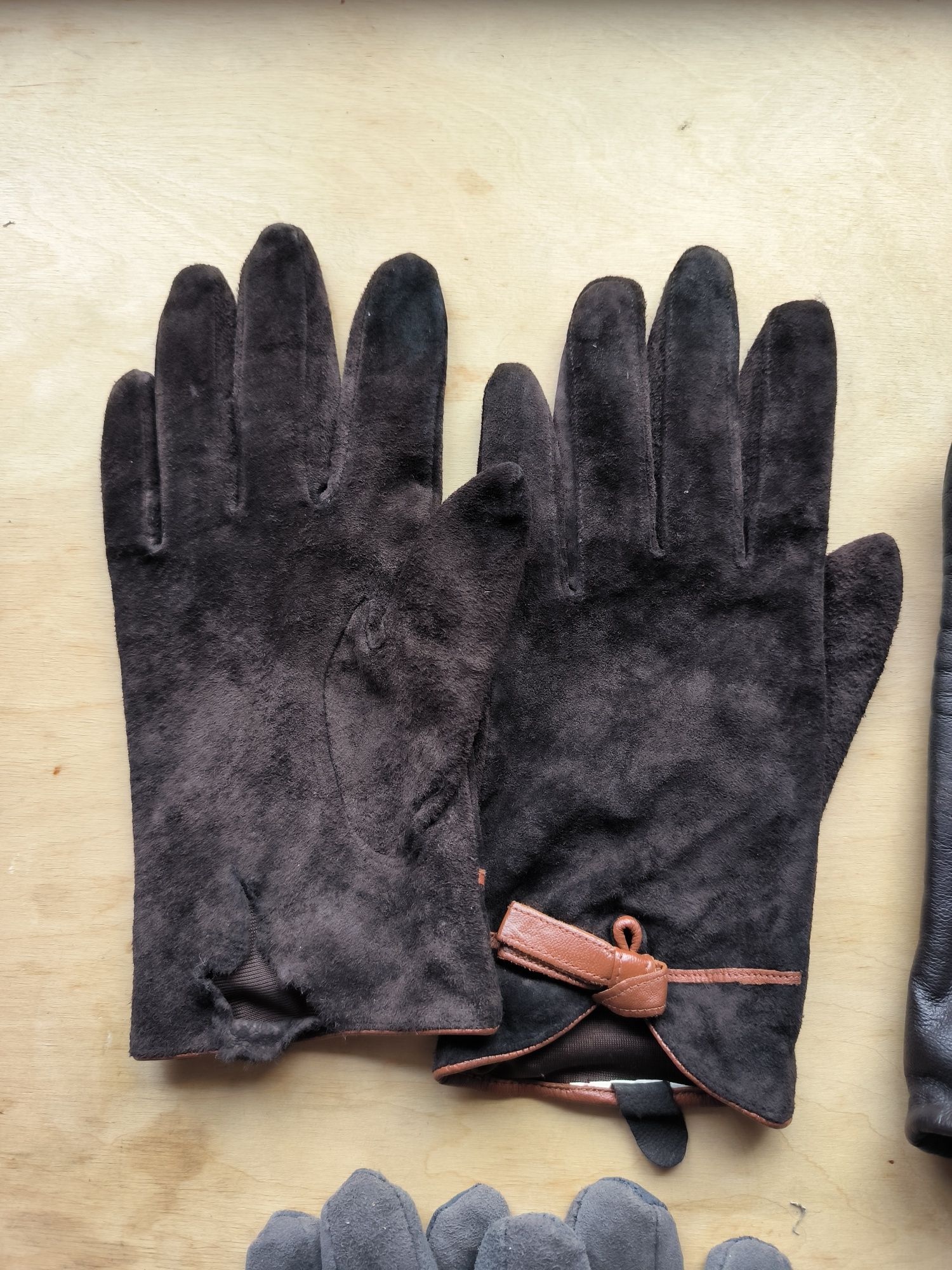 Rękawiczki męskie damskie zestaw rękawice skórzane zimowe jesienne