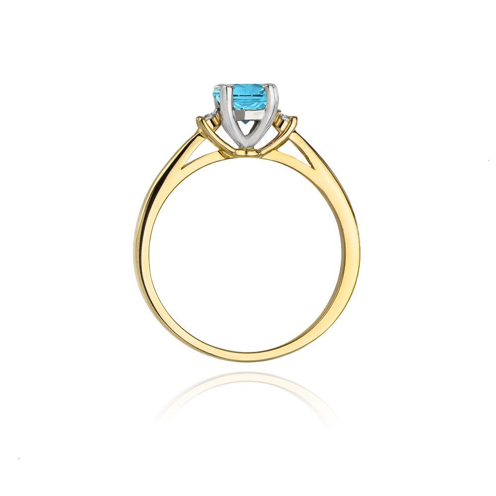 Pierścionek topaz brylanty złoto 585