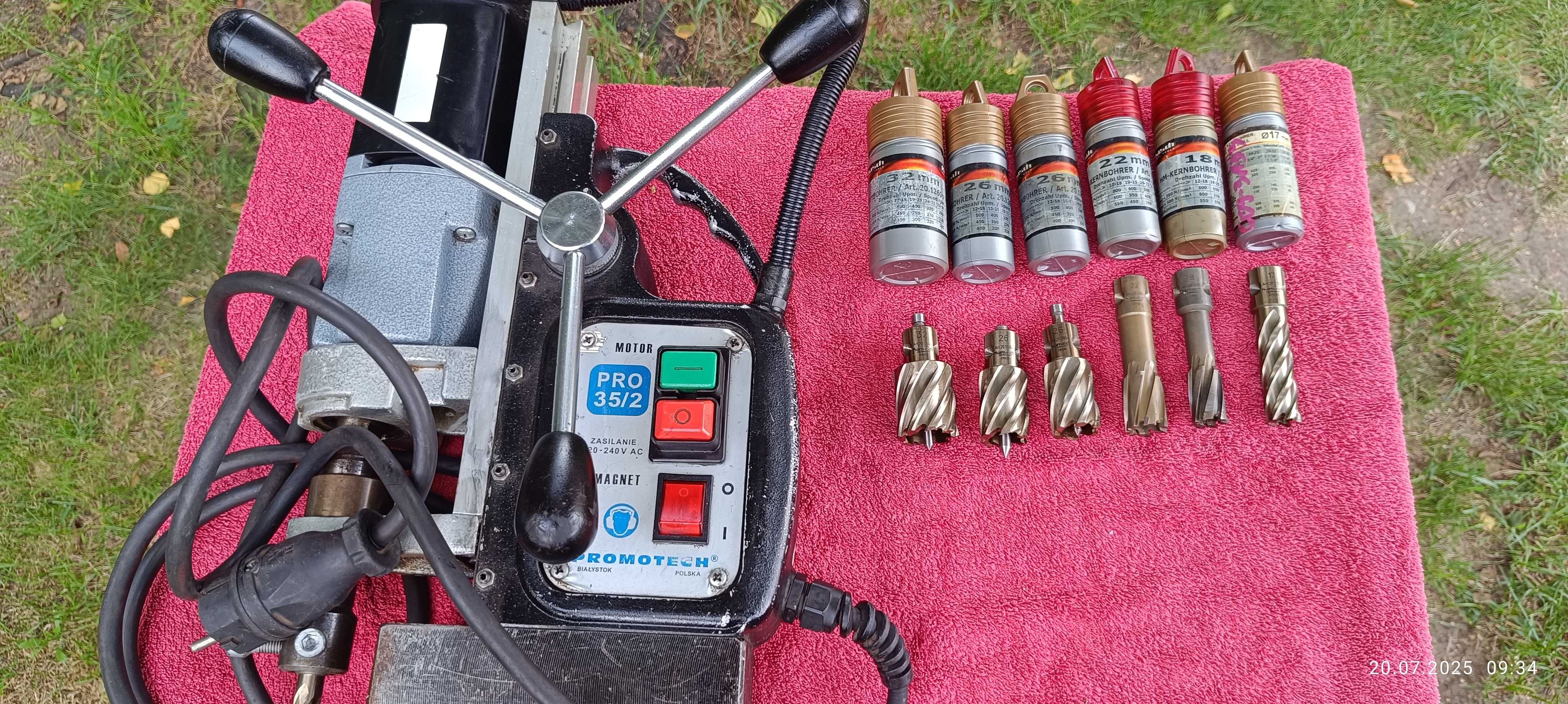 Wiertarka elektromagnetyczna  +siedem wierteł trepanacyjnych Gratis