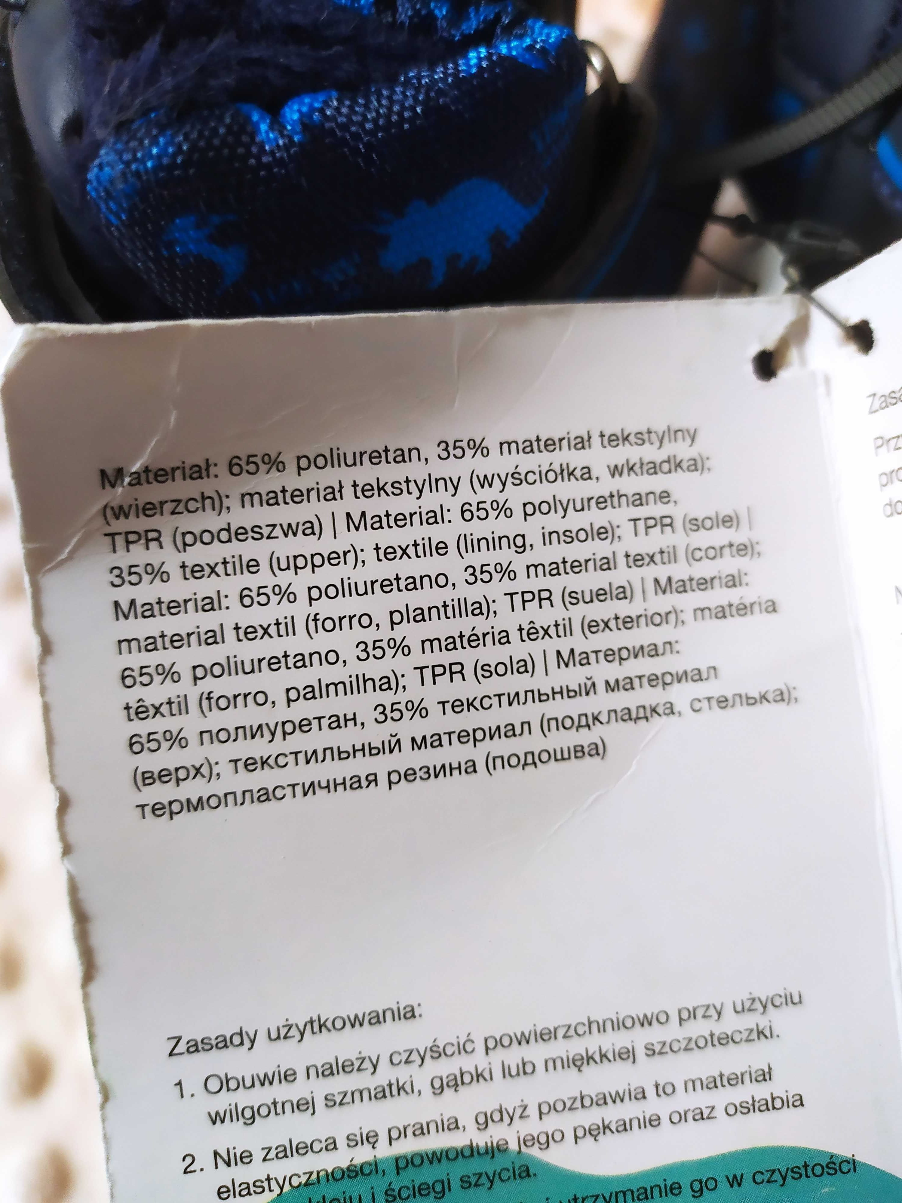 Buty zimowe chłopięce śniegowce 28 kozaki Youngstyle dinozaur