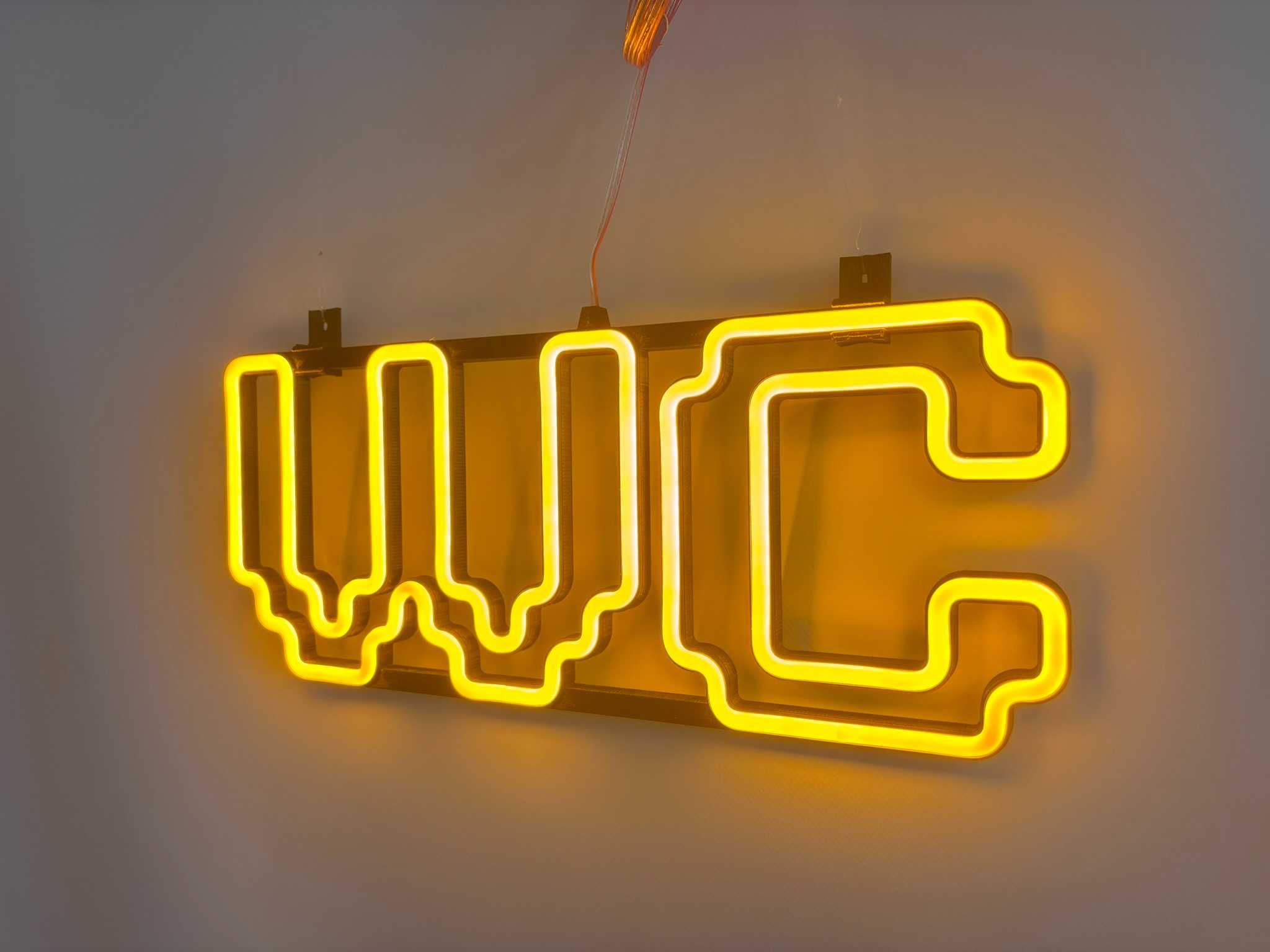 Неонова вивіска "WC" жовта, 420*170 мм