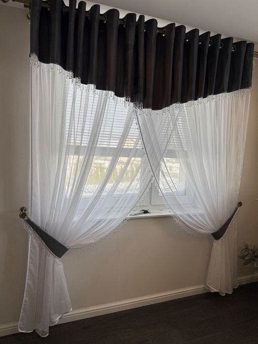 Firany 2x+Zaslonki 2xna dwa Okna