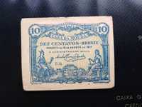 Cédula 10 Centavos 1917 Escassa