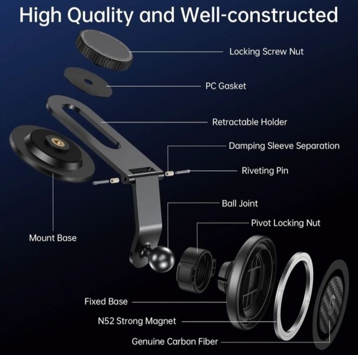 Samochodowy uchwyt magnetyczny na telefon SYNCWIRE MagSafe szary