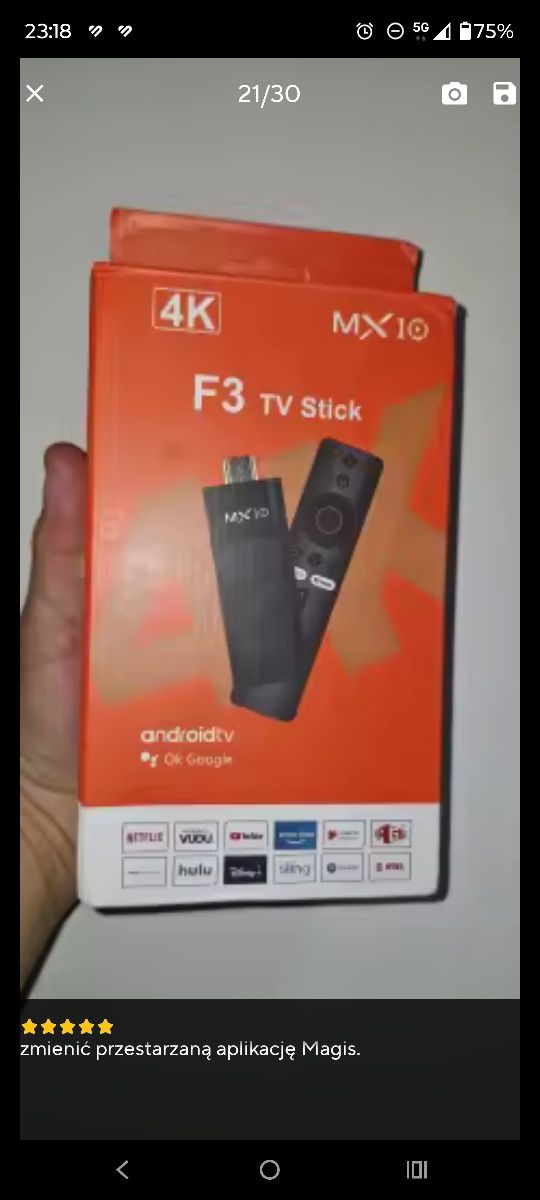 Android TV Netflix YouTube MX10 f3 HDMI stick dongle IP TV aplikacje