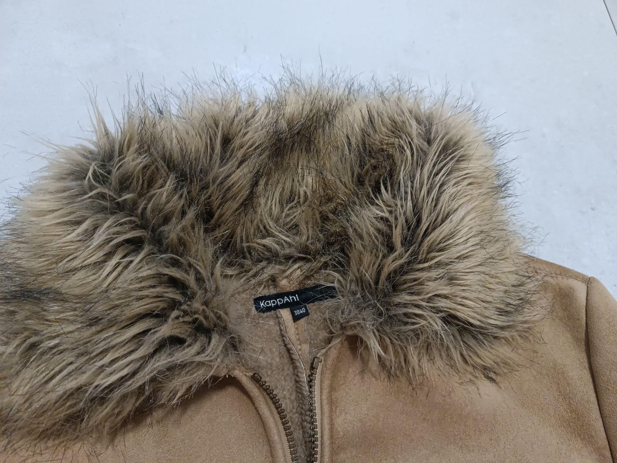 KappAhl płaszcz zimowy damski kożuch futerko 38 M 40 L brązowy camel
