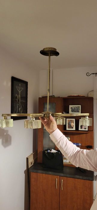 żyrandol lampa złota szklane klosze