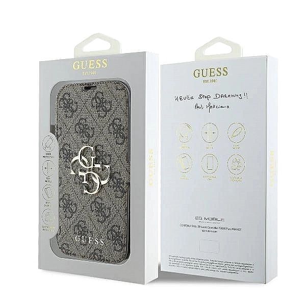 Etui Guess 4G Metal Logo na iPhone 16 Pro Max - brązowe