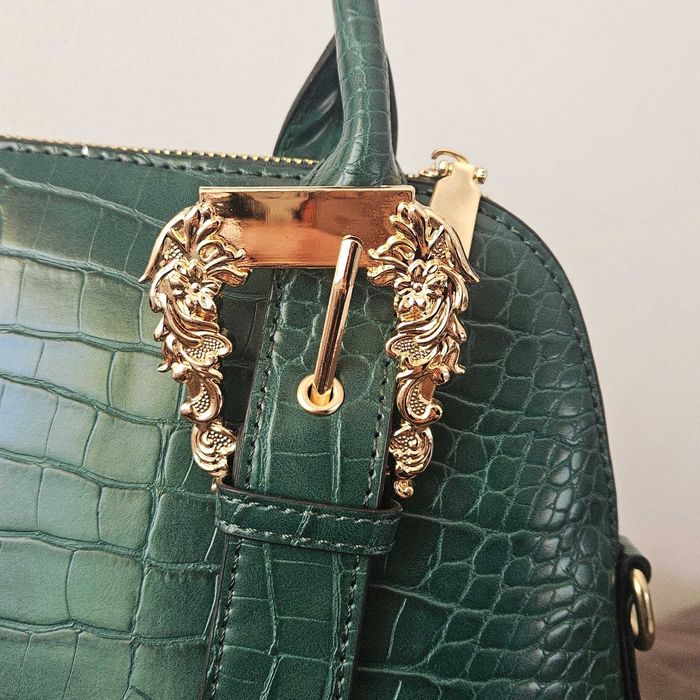 Bolsa marrom imitação pele crocodilo