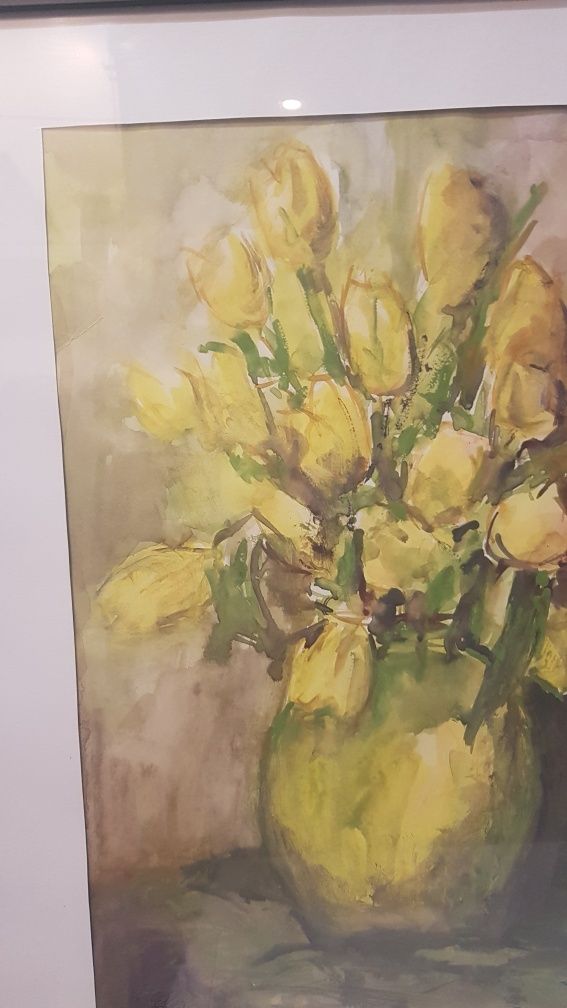 Obraz malowany temperą"*Żółte tulipany"