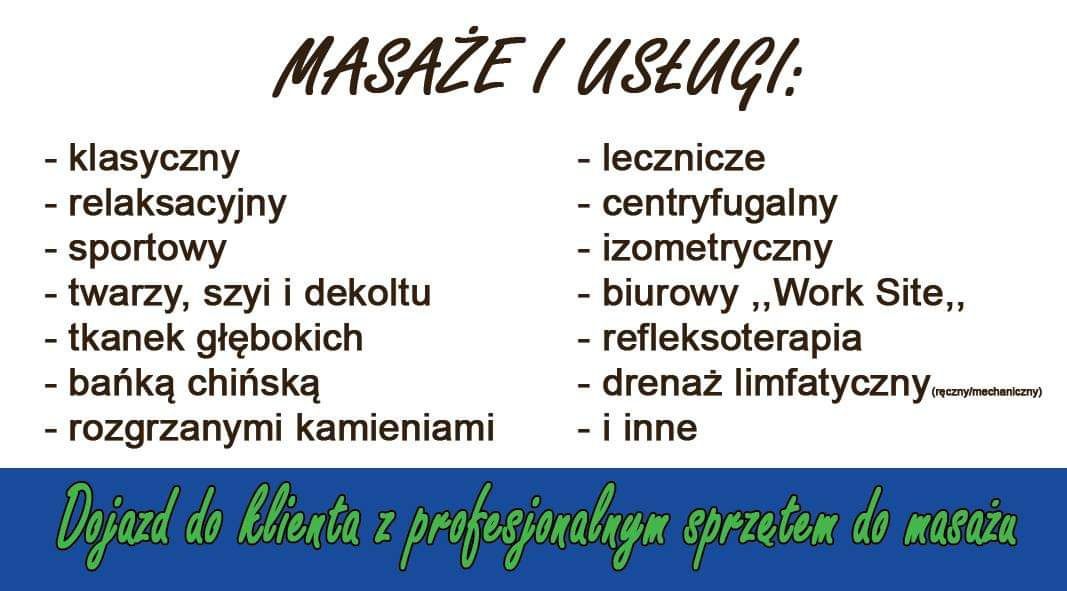 USŁUGI MASAŻU masaż drenaż limfatyczny z dojazdem do pacjenta Chełm i