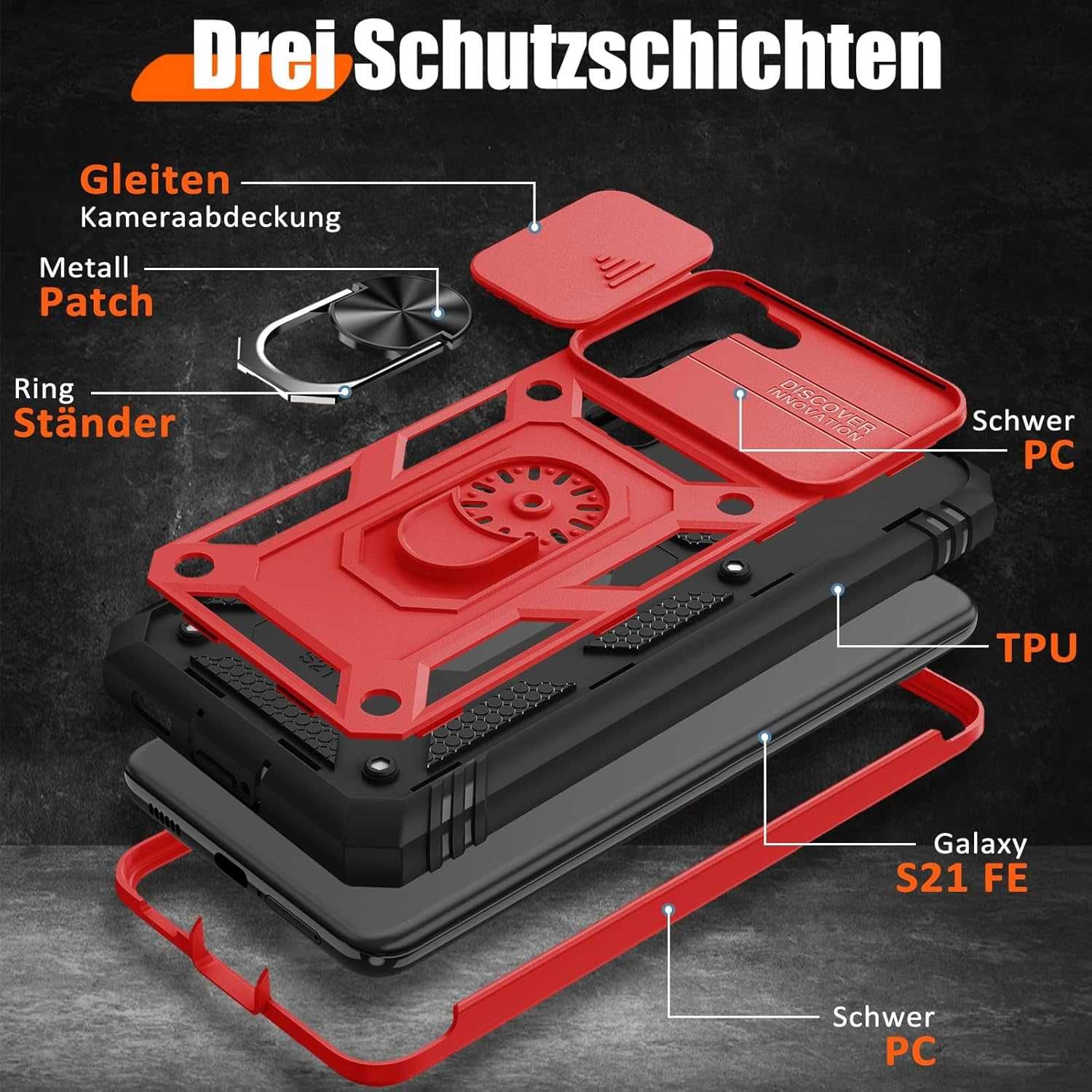 Giyer Protect etui do Samsung Galaxy S22 5G osłona aparatu czerwone