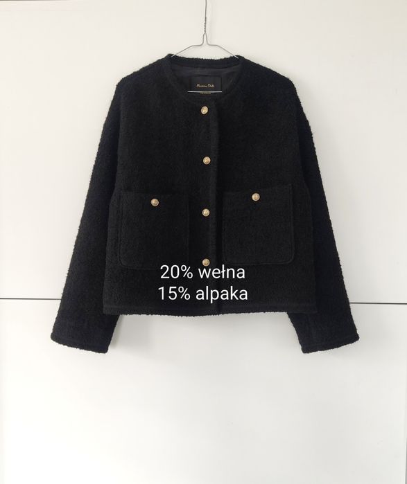 Marynarka Massimo dutti 40 L czarna wełniana żakiet narzutka blezer