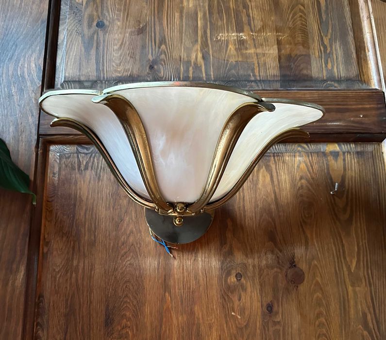 Vintage duży kinkiet Art Nouveau, Lotus Lamp