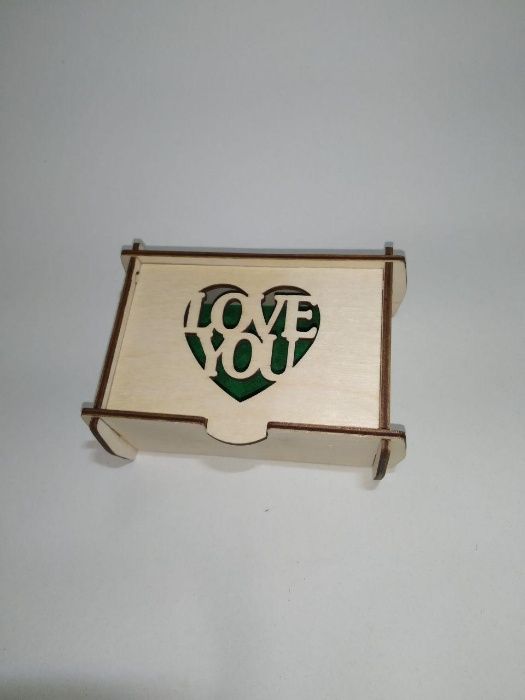 Шкатулка з фанери, коробка. на подарунок, з написом "Love You"