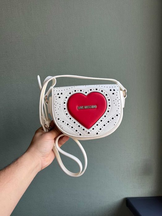 Love Moschino Heart Bag біла/червона — оригінал, ідеальний стан
