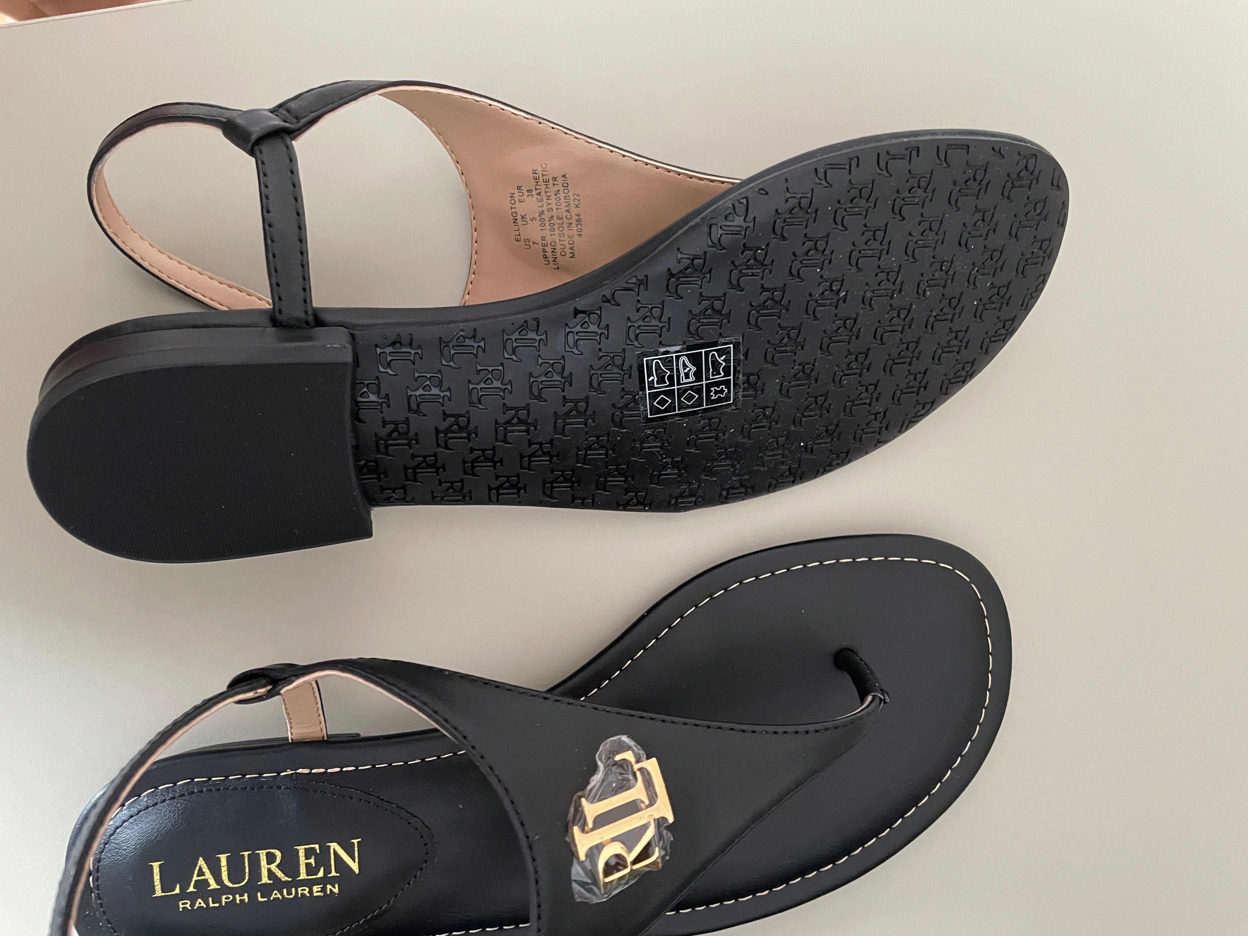 Nowe sandały Ralph Lauren czarne 38 (pasuje na 37)