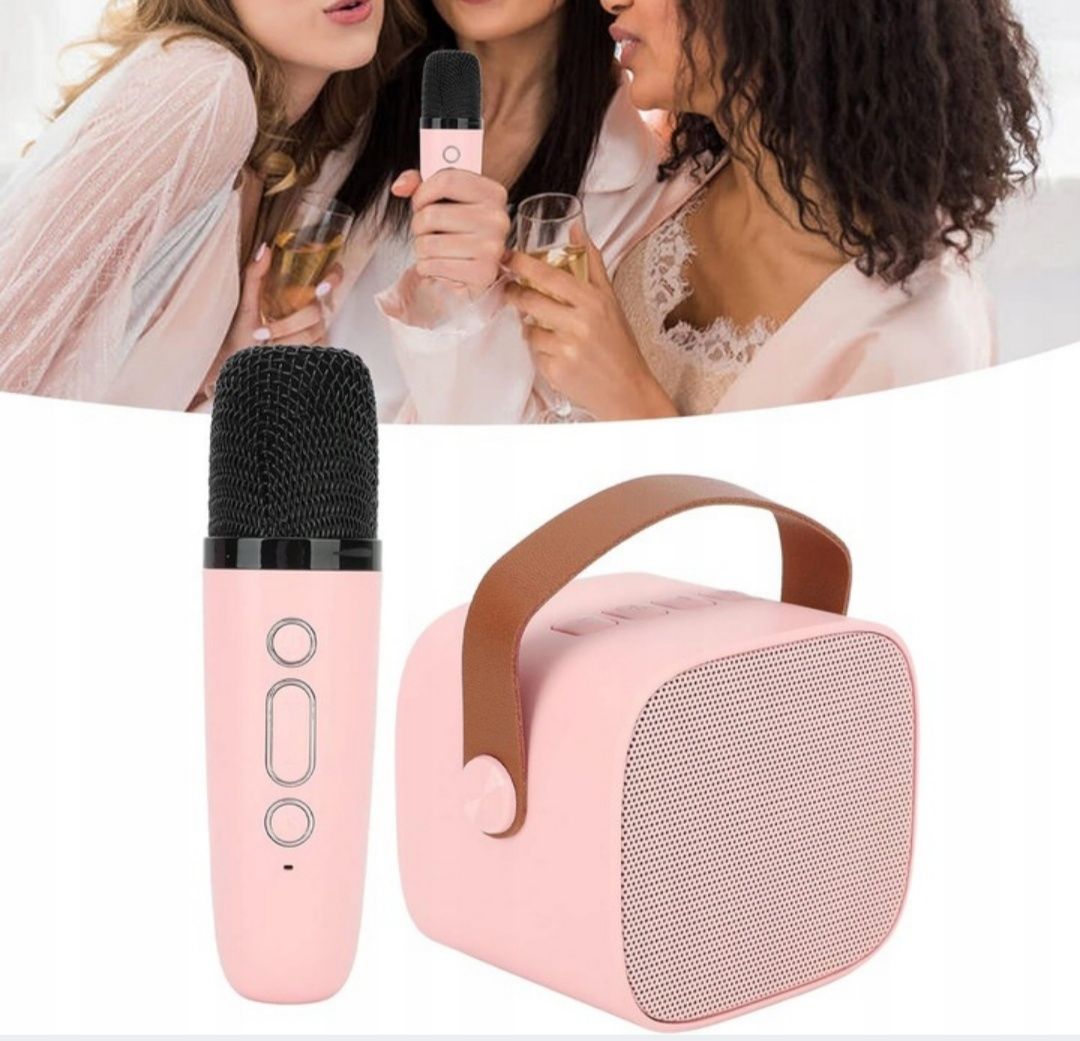 Głośnik bezprzewodowy przenośny 2w1 LED USB mikrofon karaoke bluetooth