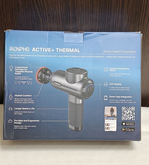 Renpho masażer pistoletowy z podgrzewaną głowicą Bluetooth