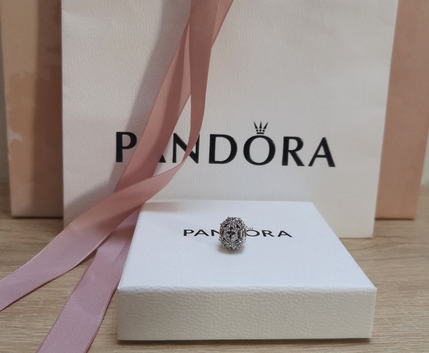 Charms Pandora że zbiorem roślin srebro srebrny kwiat śnieżynka