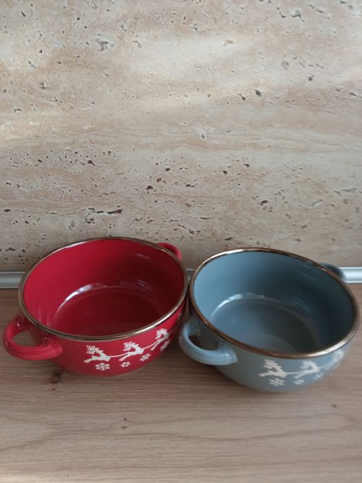 Bulionówki, miseczki świąteczne nowe